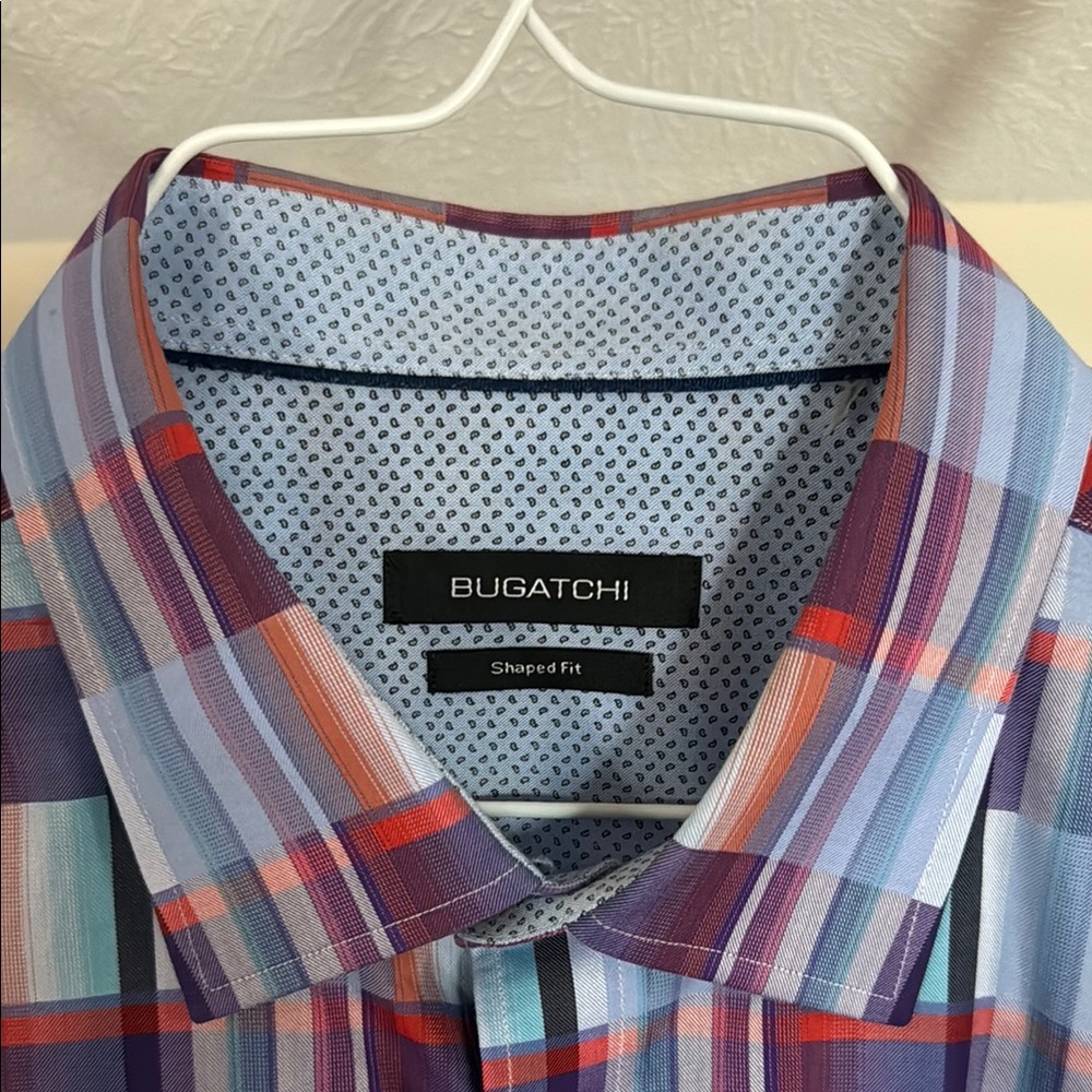 Bugatchi Multicolor Checkered Button Front Dress … - image 2